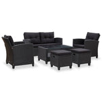 -Delige Loungeset Met Kussens Poly Rattan