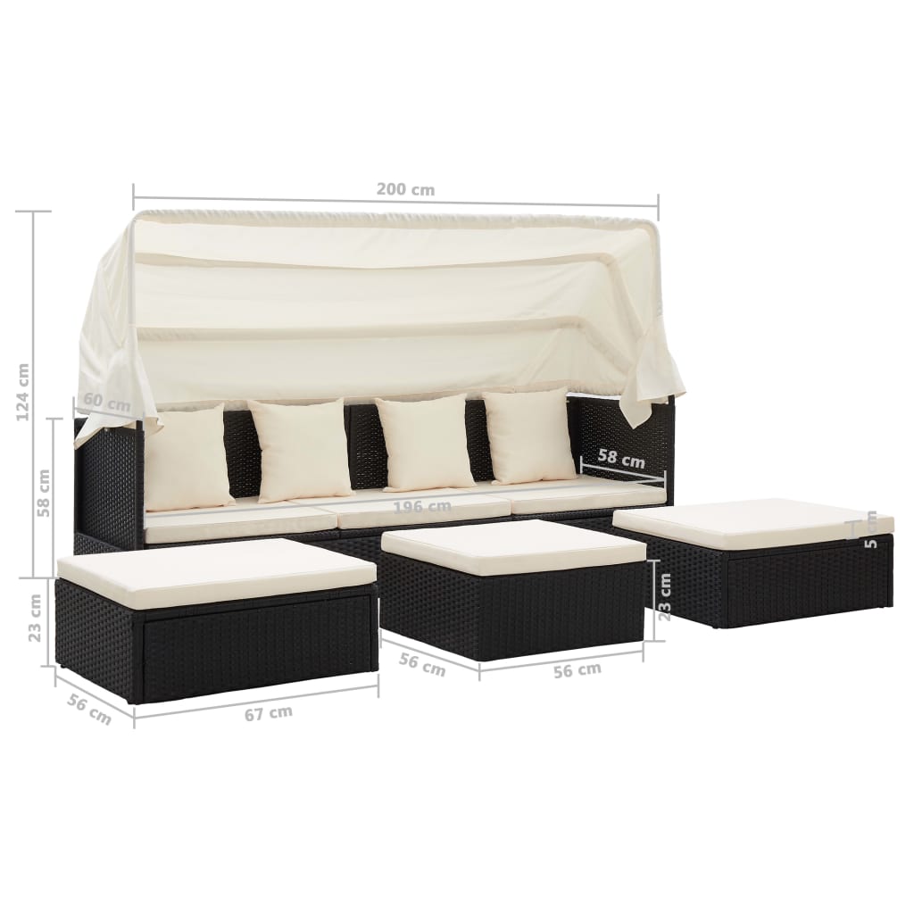 Tuinbed Met Luifel Poly Rattan