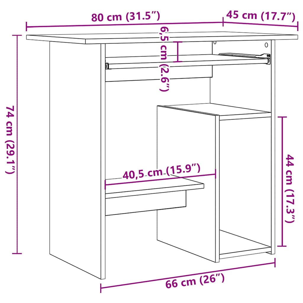 Bureau 80X45X74 Cm Bewerkt Hout