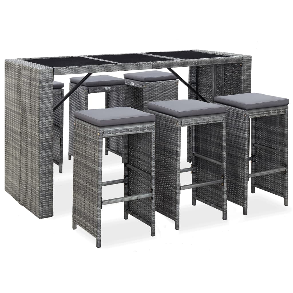 -Delige Tuinbarset Met Kussens Poly Rattan