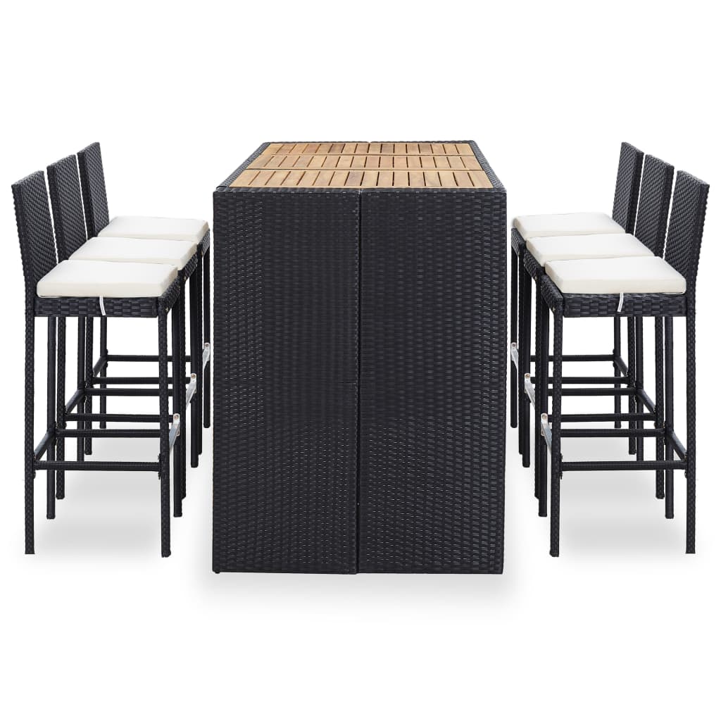 -Delige Tuinbarset Met Kussens Poly Rattan