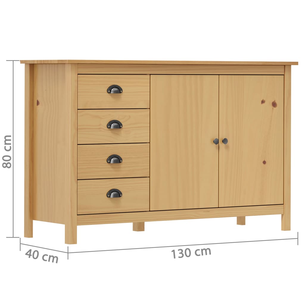 Dressoir Hill 130X40X80 Cm Massief Grenenhout Honing