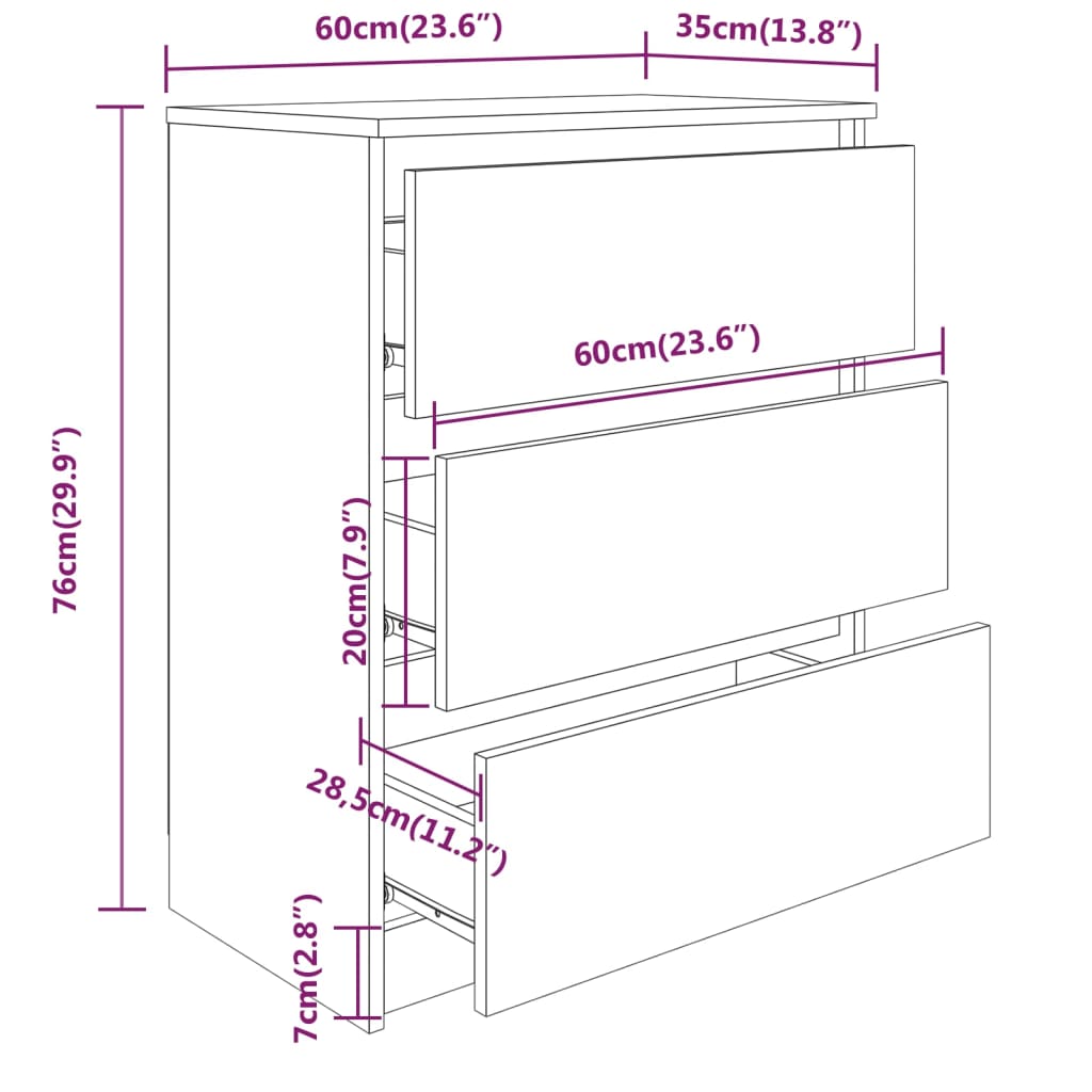 Dressoir 60X35X76 Cm Bewerkt Hout