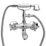 Badkraan Tweeknops En Handdouche Chroom Wit