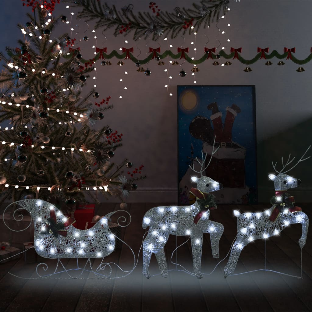 Kerstdecoratie Rendieren En Slee 60 Led's Kleurig