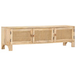 Tv-Meubel 140X30X40 Cm Massief Mangohout En Natuurlijk Riet