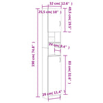 Badkamerkast 32X25,5X190 Cm Bewerkt Hout