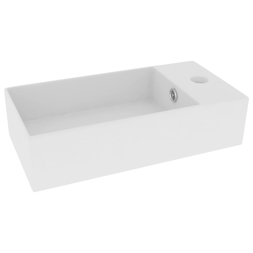 Wastafel Met Overloop Keramiek Mat
