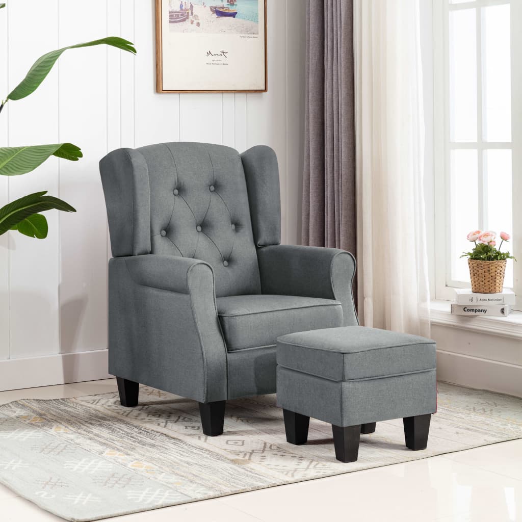 Fauteuil Met Voetenbankje Stof