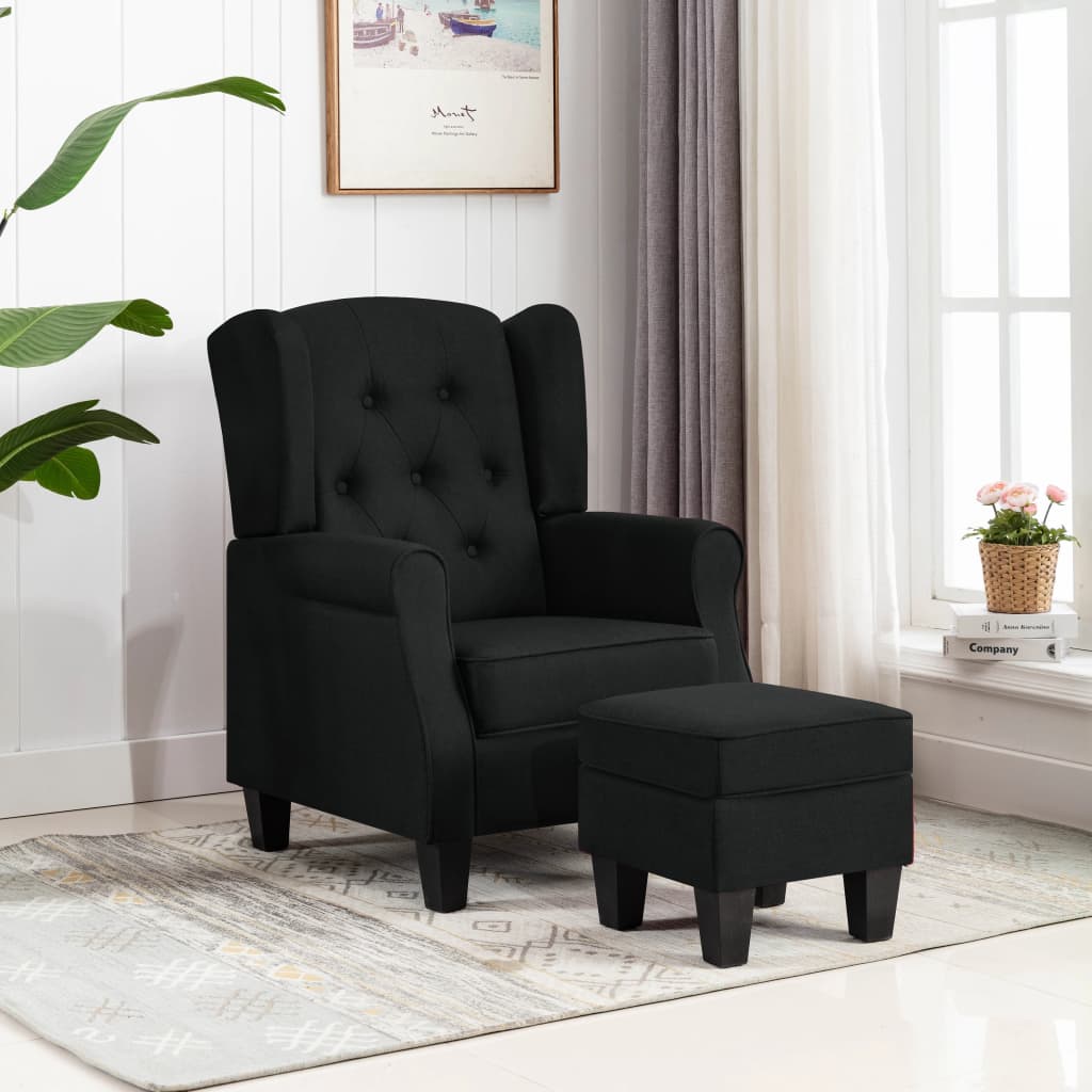 Fauteuil Met Voetenbankje Stof