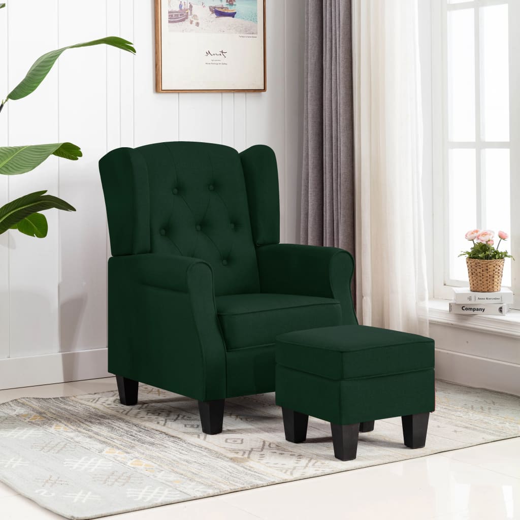 Fauteuil Met Voetenbankje Stof