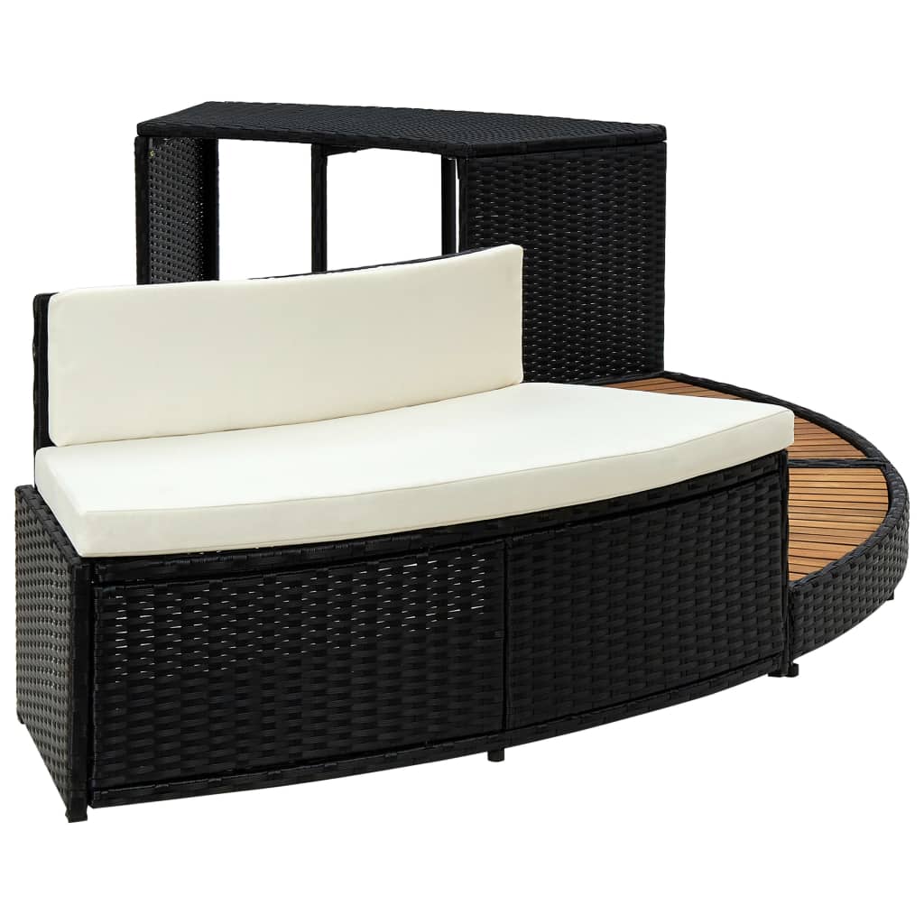 Spa-Ombouw Poly Rattan En Acaciahout Zwart