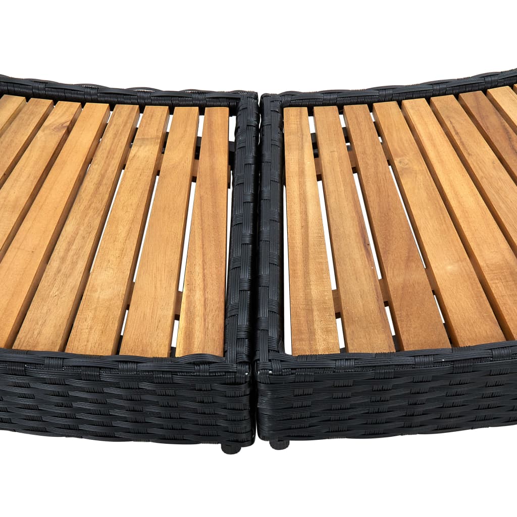 Spa-Ombouw Poly Rattan En Acaciahout Zwart