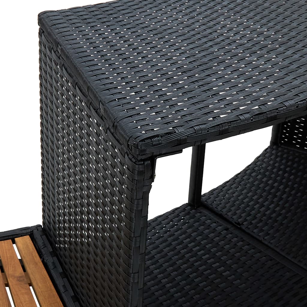 Spa-Ombouw Poly Rattan En Acaciahout Zwart