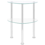 Bijzettafel 2-Laags 38X38X50 Cm Gehard Glas Transparant
