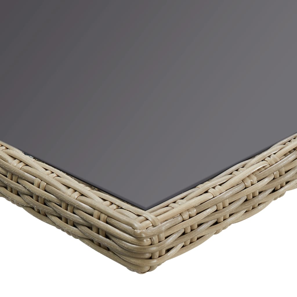 Tuintafel 200X00X74 Cm Glas En Poly Rattan