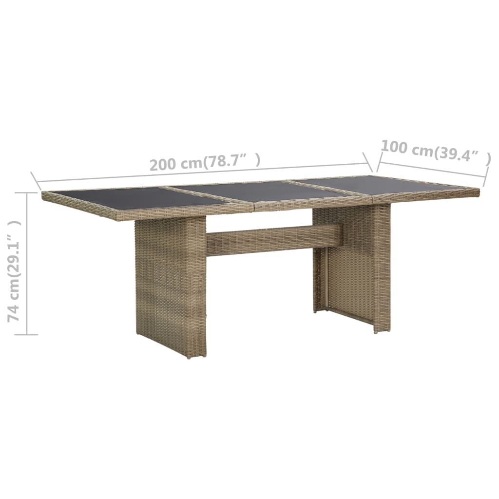 Tuintafel 200X00X74 Cm Glas En Poly Rattan