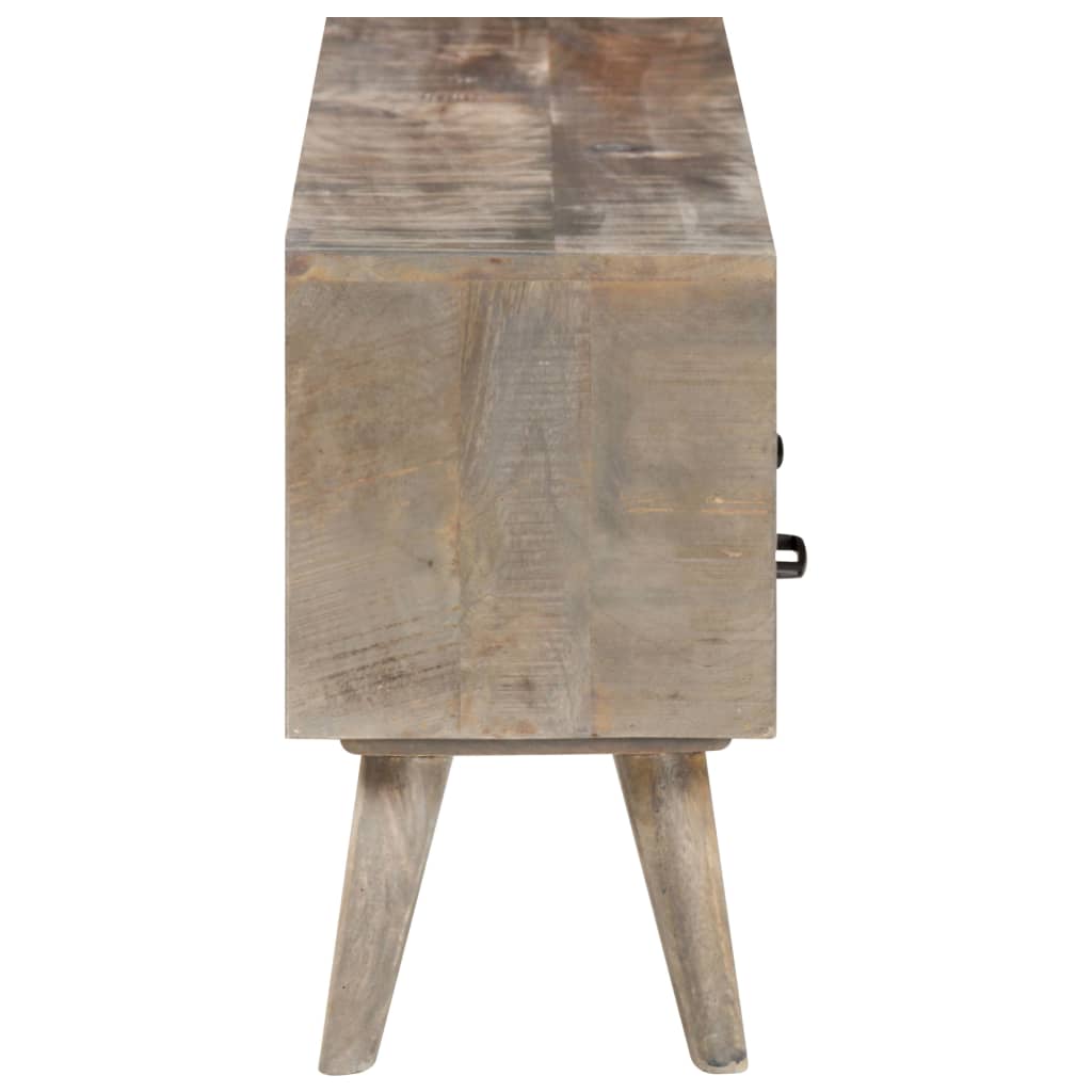 Tv-Meubel 130X35X51 Cm Massief Ruw Mangohout Grijs