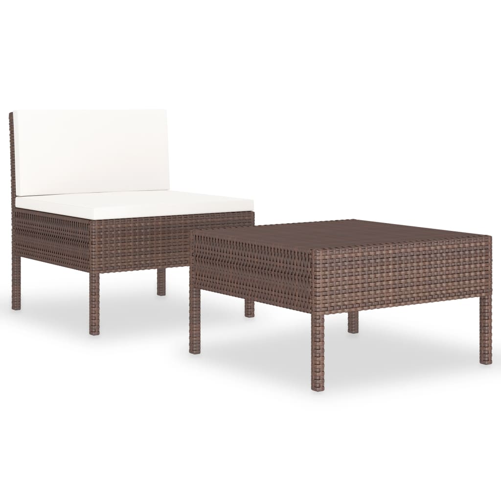 -Delige Loungeset Met Kussens Poly Rattan