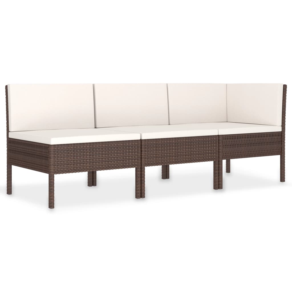 -Delige Loungeset Met Kussens Poly Rattan