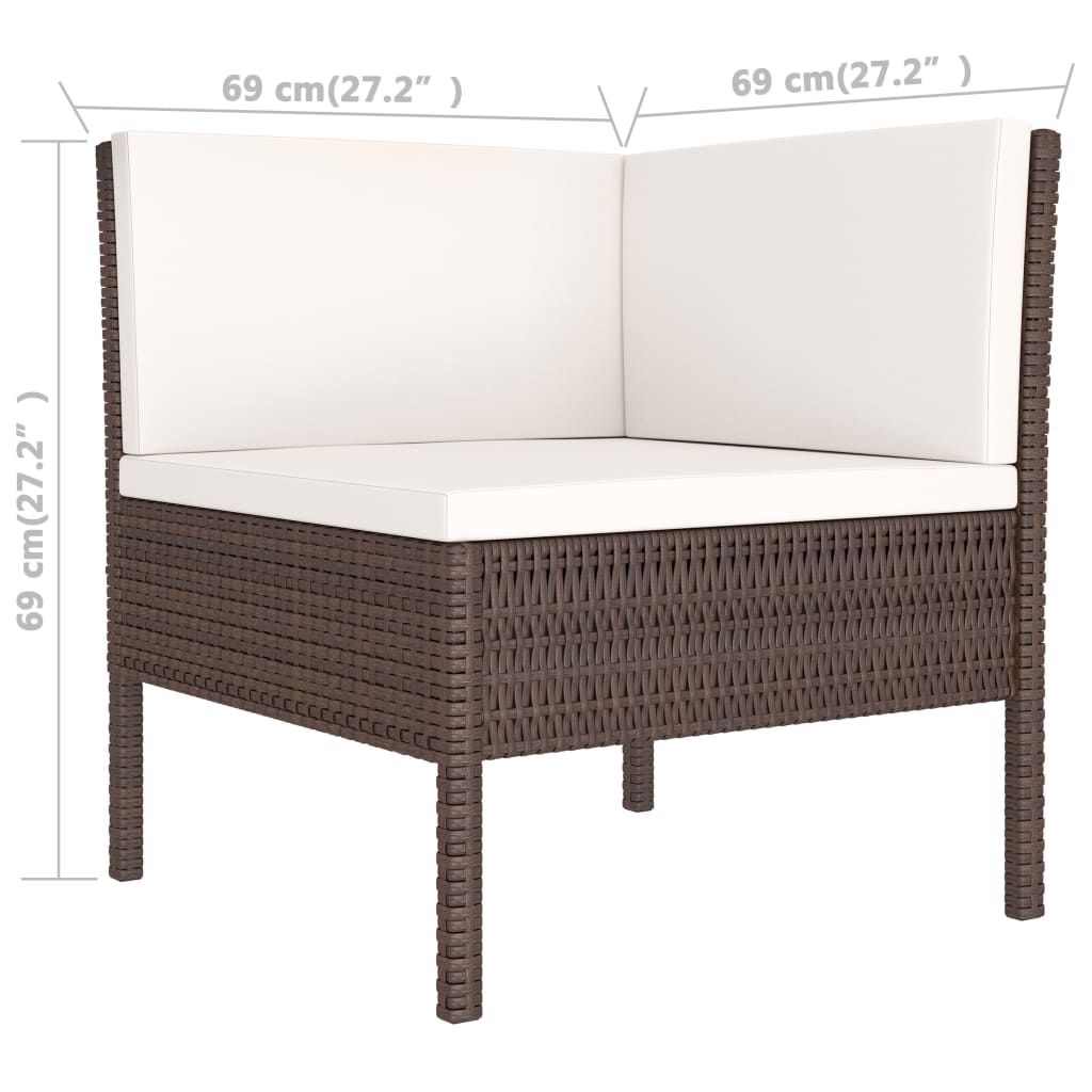 -Delige Loungeset Met Kussens Poly Rattan