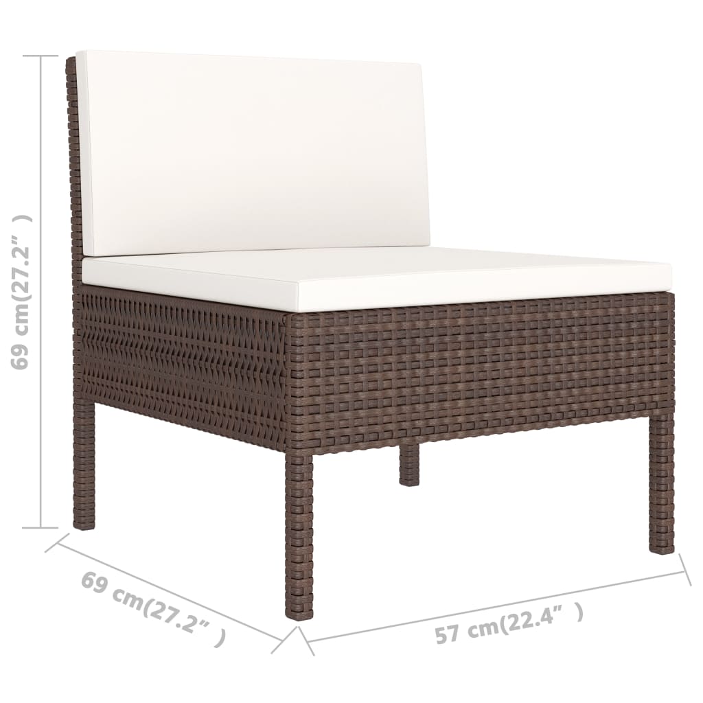 -Delige Loungeset Met Kussens Poly Rattan