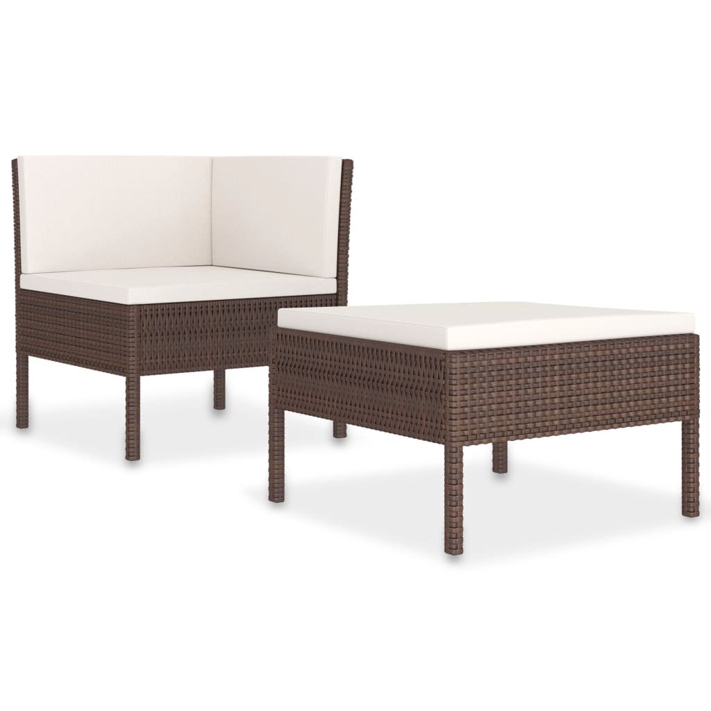 -Delige Loungeset Met Kussens Poly Rattan