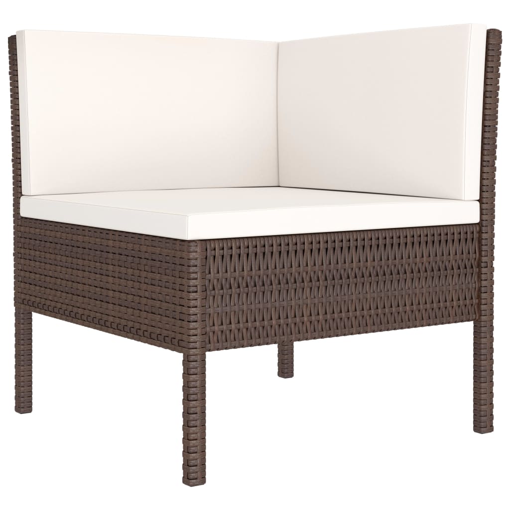 -Delige Loungeset Met Kussens Poly Rattan