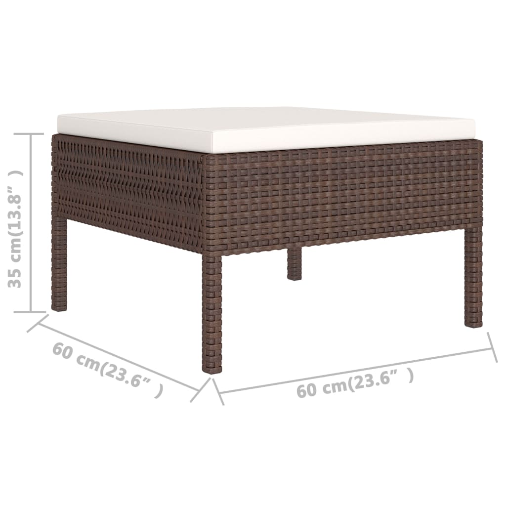 -Delige Loungeset Met Kussens Poly Rattan