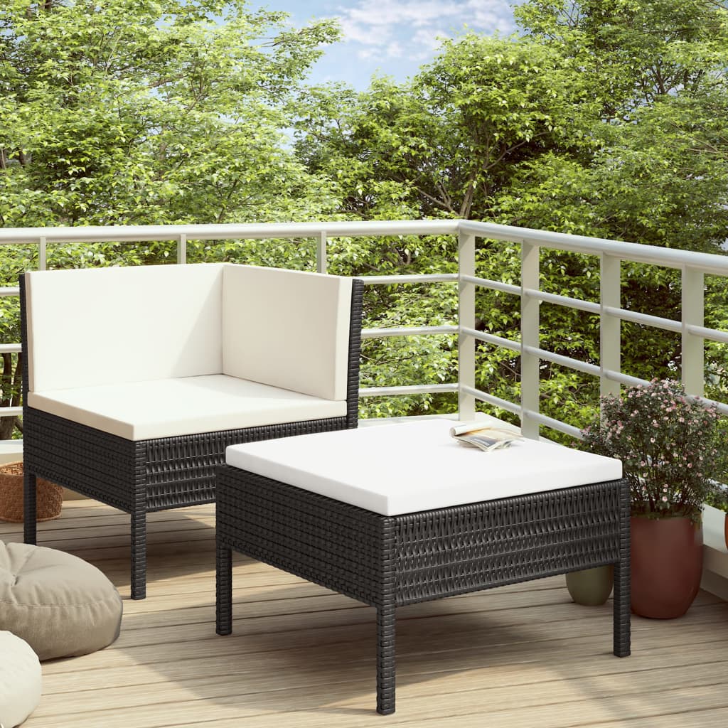 -Delige Loungeset Met Kussens Poly Rattan