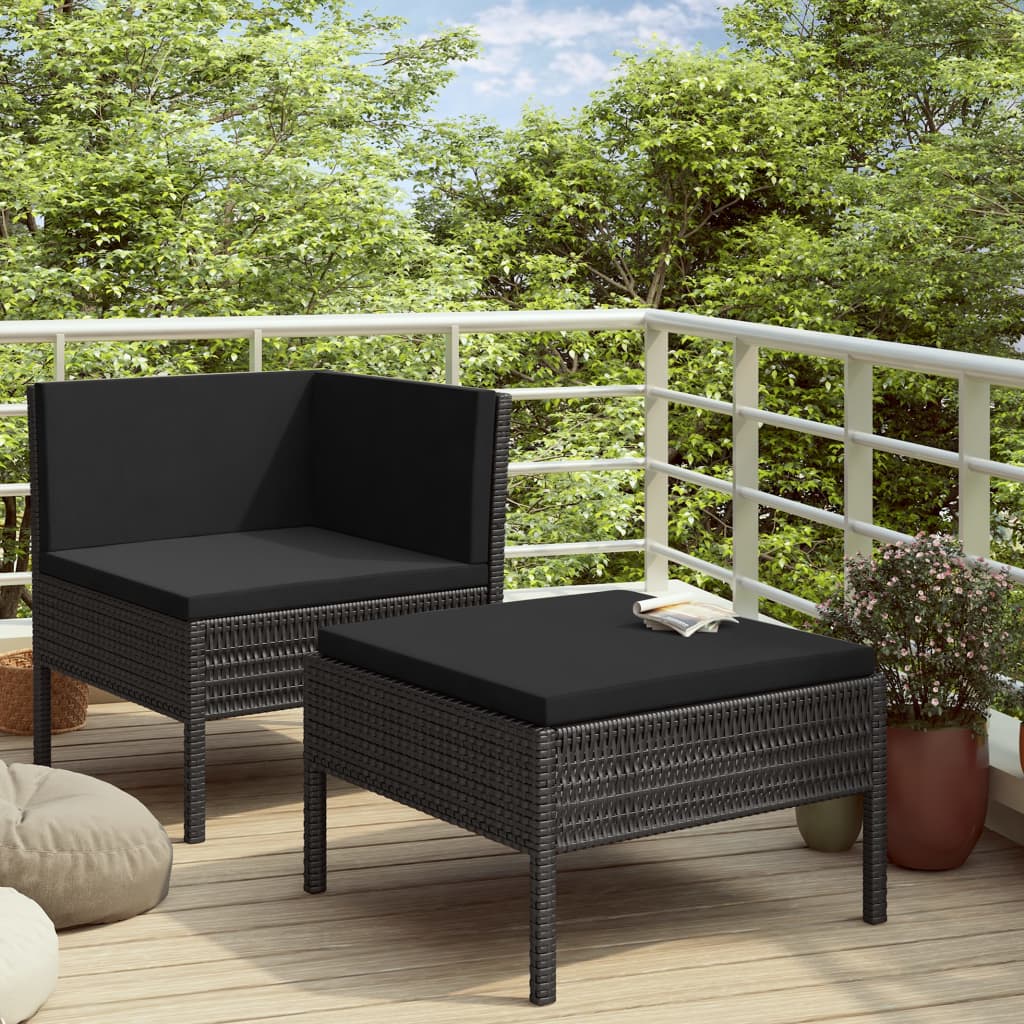 -Delige Loungeset Met Kussens Poly Rattan