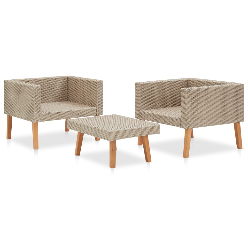 -Delige Loungeset Met Kussens Poly Rattan