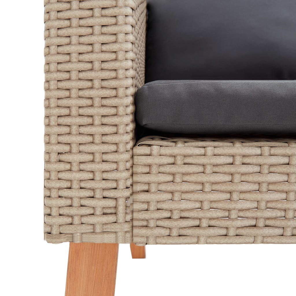 -Delige Loungeset Met Kussens Poly Rattan