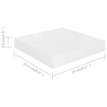 Wandschap Zwevend 23X23,5X3,8 Cm Mdf Hoogglans Wit