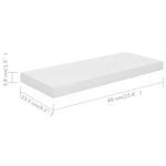 Wandschap Zwevend 60X23,5X3,8 Cm Mdf Hoogglans Wit