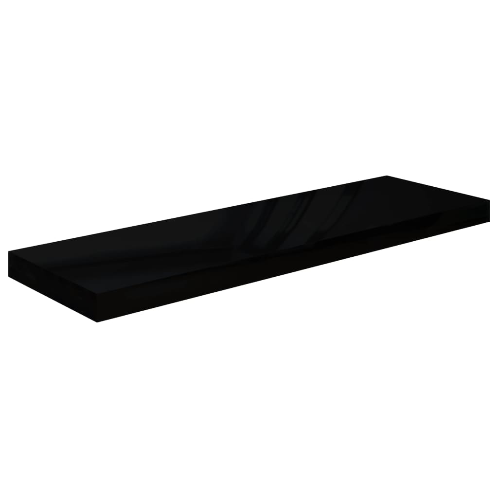 Wandschap Zwevend 80X23,5X3,8 Cm Mdf Hoogglans Zwart