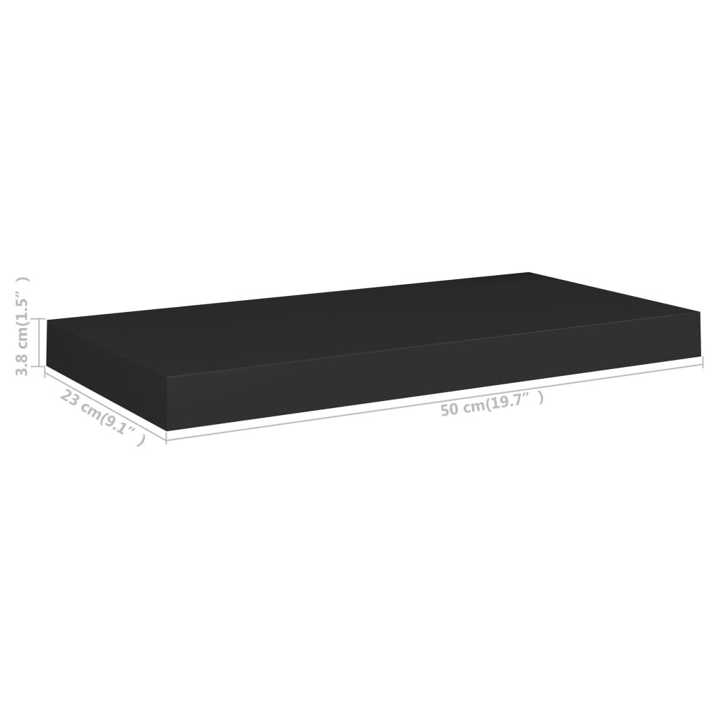 Wandschap Zwevend 50X23X3,8 Cm Mdf Zwart