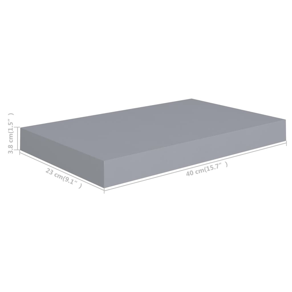 Wandschap Zwevend 40X23X3,8 Cm Mdf Grijs