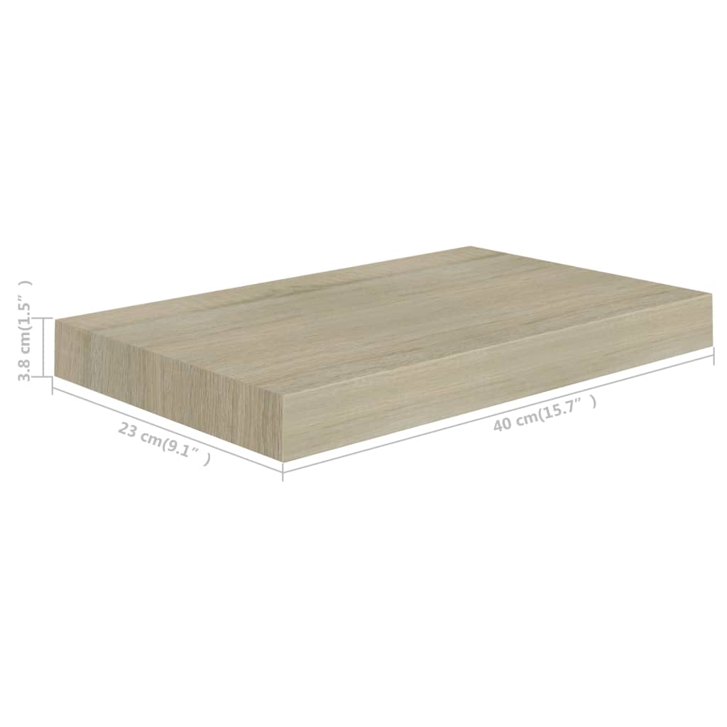 Wandschappen Zwevend 40X23X3,8 Cm Mdf Kleurig Eiken