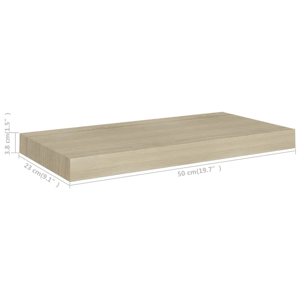 Wandschappen Zwevend 50X23X3,8 Cm Mdf Kleurig Eiken