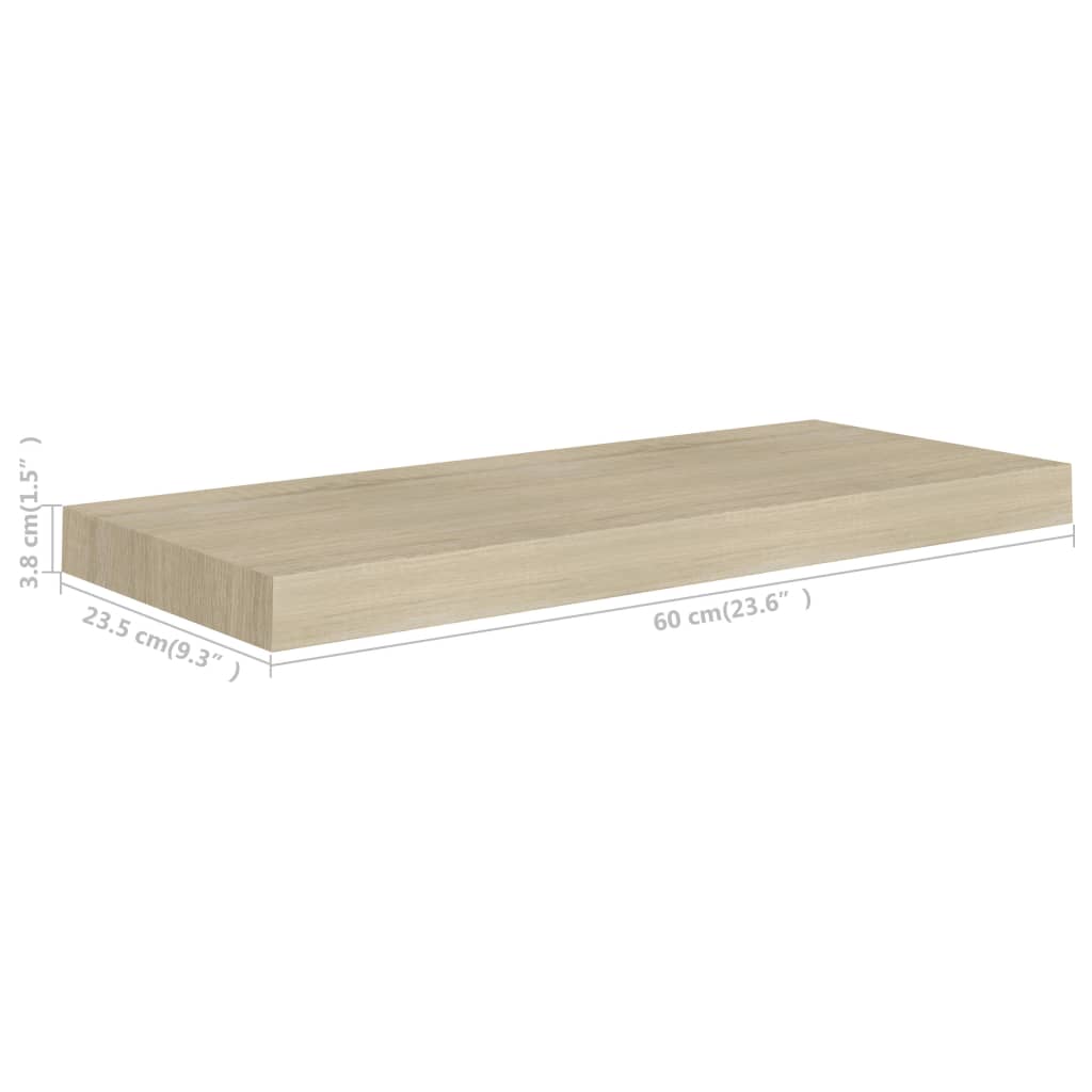 Wandschappen Zwevend 60X23,5X3,8 Cm Mdf Kleurig Eiken