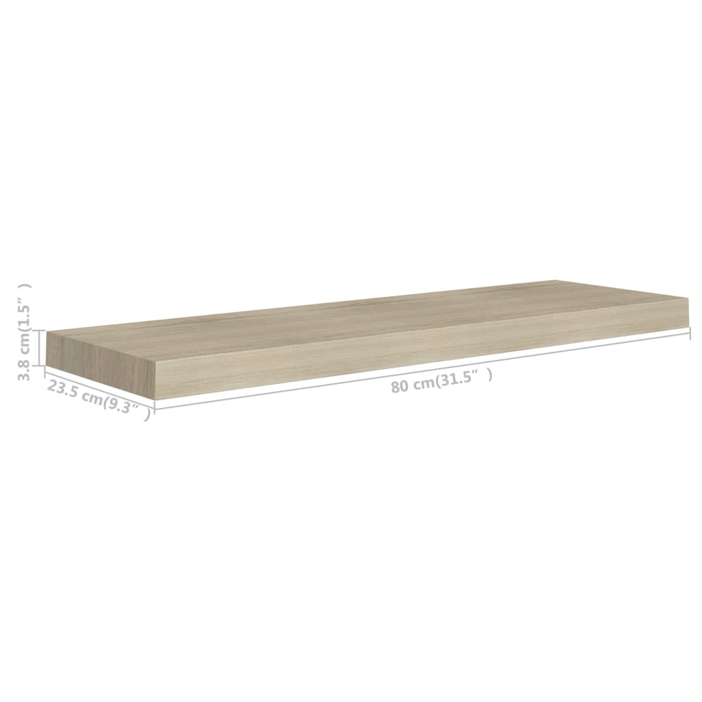 Wandschappen Zwevend 80X23,5X3,8 Cm Mdf Kleurig Eiken