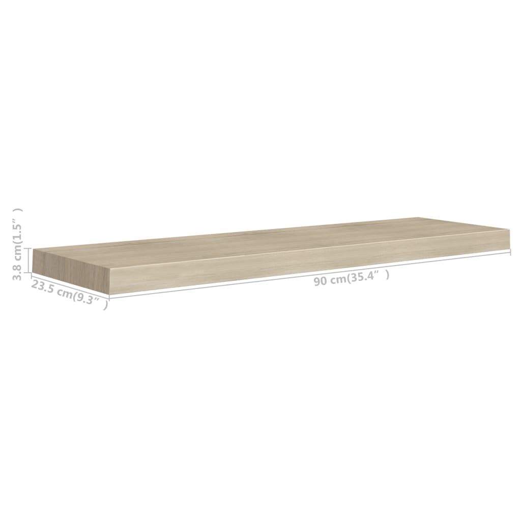 Wandschappen Zwevend 90X23,5X3,8 Cm Mdf Kleurig Eiken