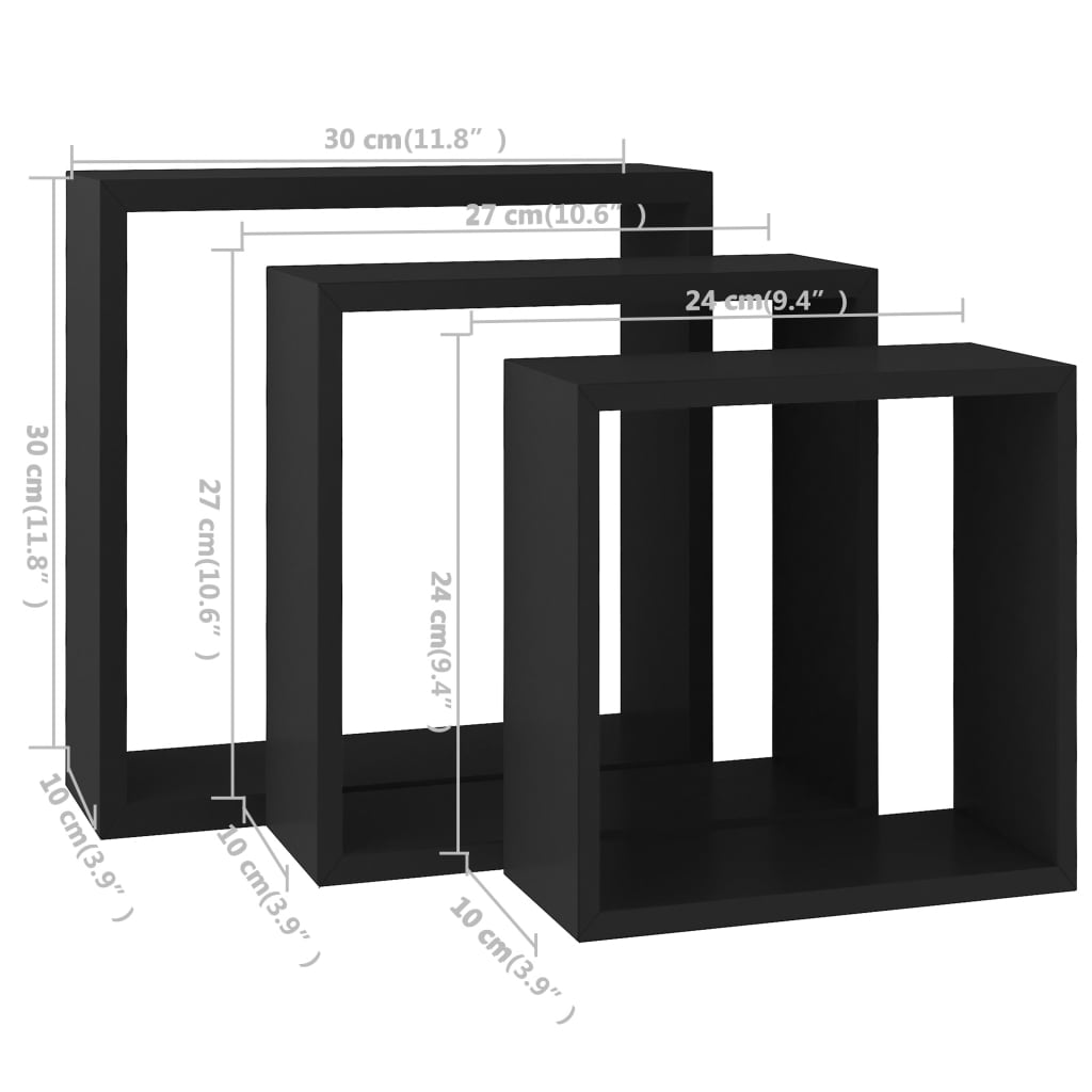 Wandschappen Kubus Mdf Zwart