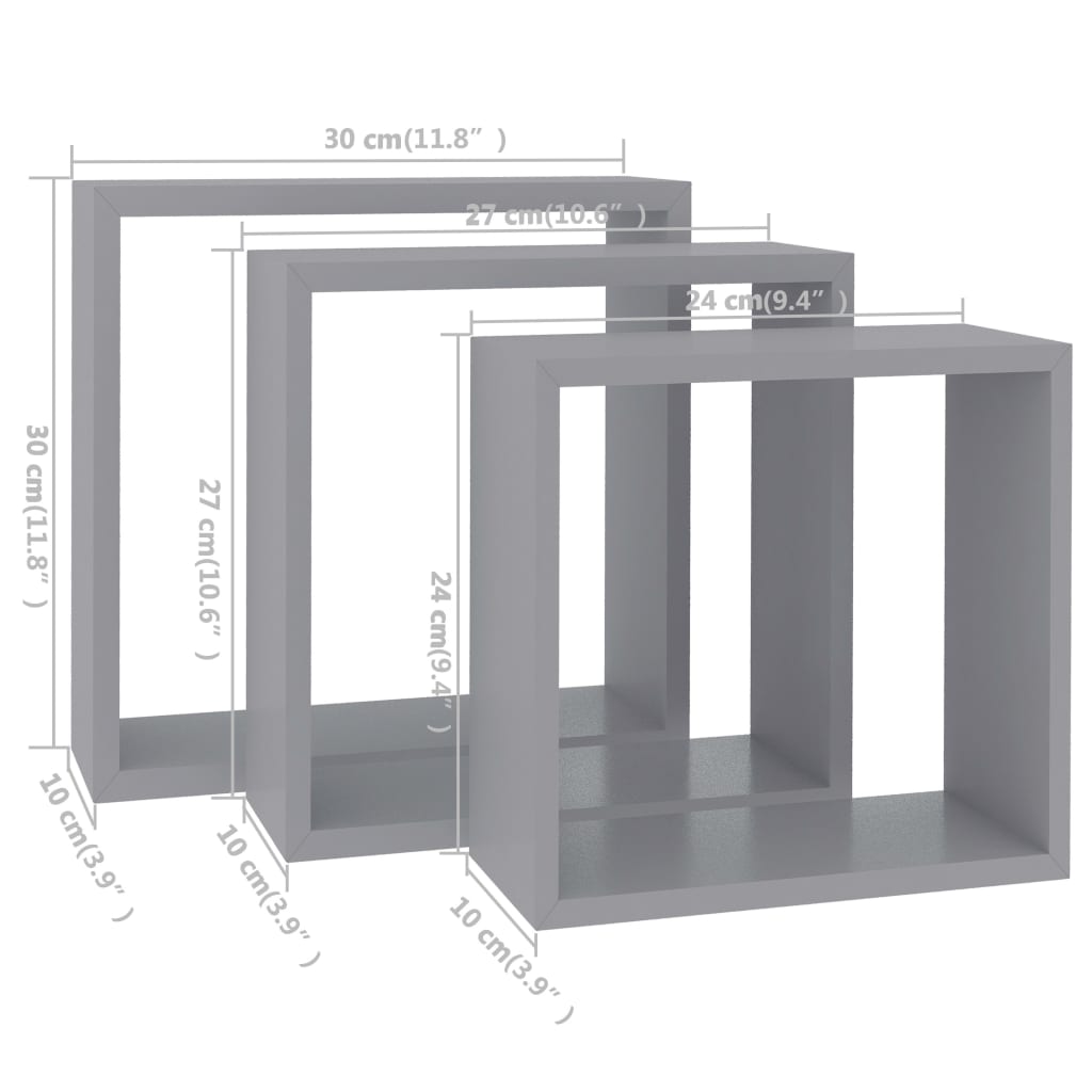 Wandschappen Kubus Mdf Grijs