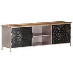 Tv-Meubel 120X30X40 Cm Ruw Mangohout Hoogglans Zwart