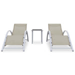 Ligbedden 2 St Met Tafel Aluminium Crèmekleurig
