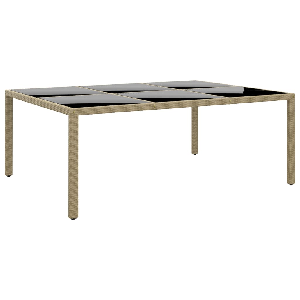 Tuintafel 200X50X75 Cm Gehard Glas En Poly Rattan