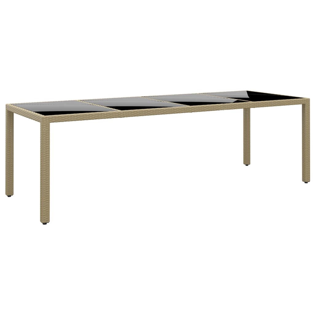 Tuintafel 250X00X75 Cm Gehard Glas En Poly Rattan