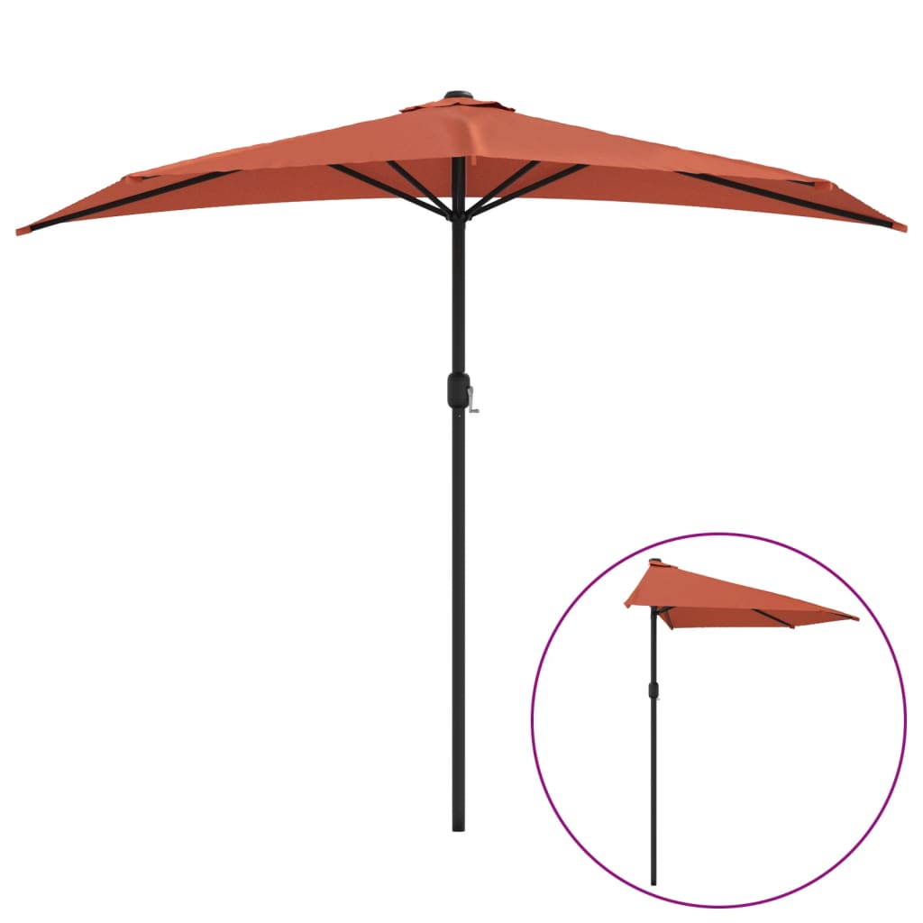 Balkonparasol Half Met Aluminium Paal 270X144X222 Cm